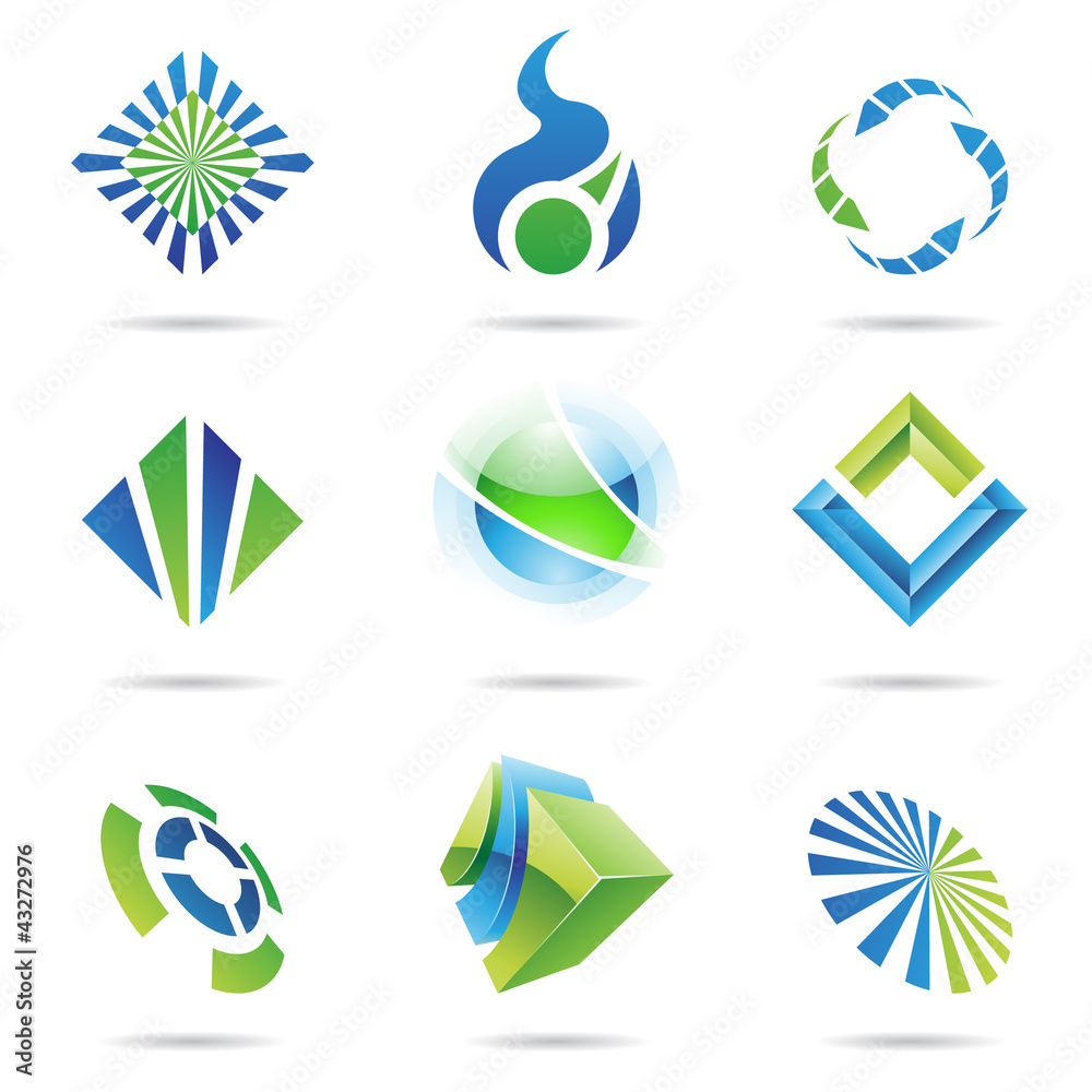 Various blue and green abstract icons, Set 6 Various blue and green abstract icons, Set 6