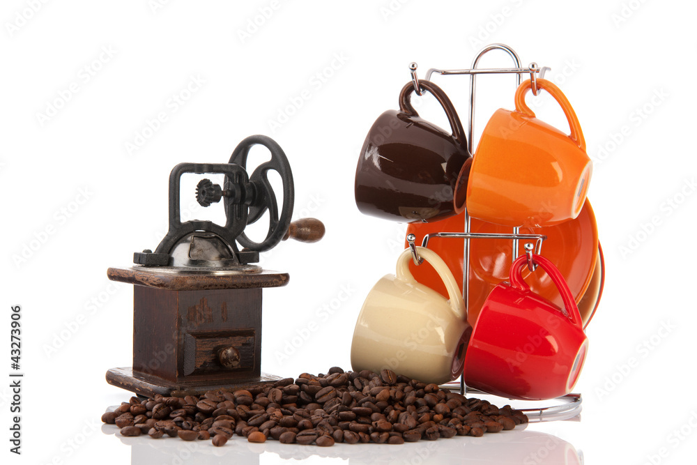 Coffee grinder and beans