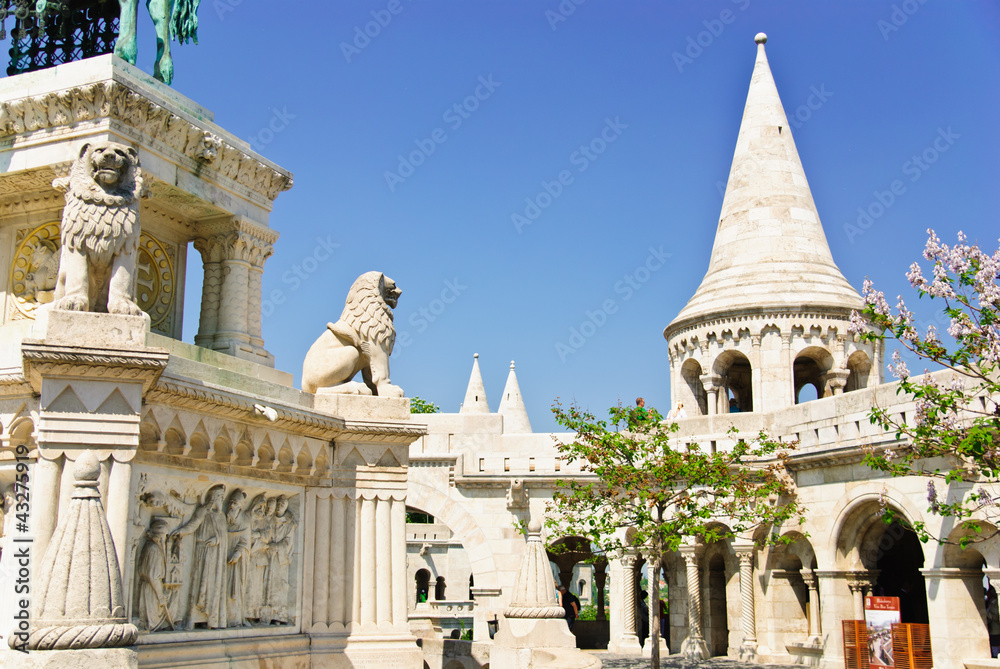 Fisherman's bastion in old town of Budapest, Hungary