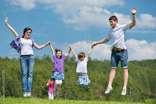 happy young family have fun outdoors