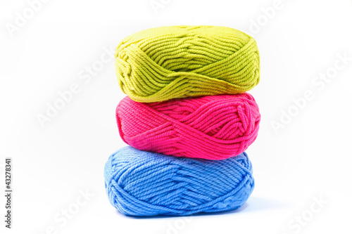 wool knitting on white background