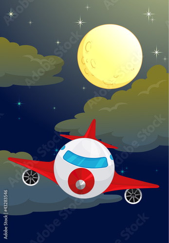 a moon and airplane
