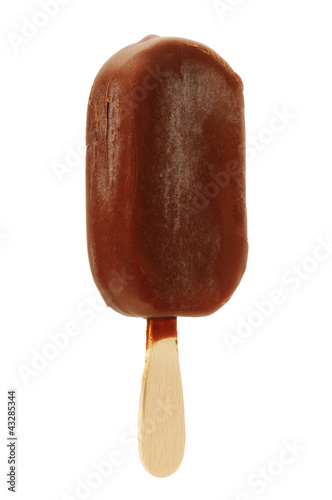 choc-ice on a stick isolated on white background