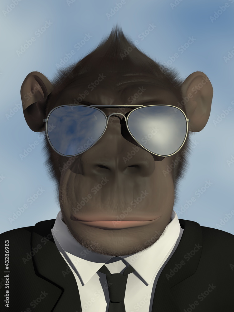 Mr.Monkey - Portrait with sunglasses Stock Illustration | Adobe Stock