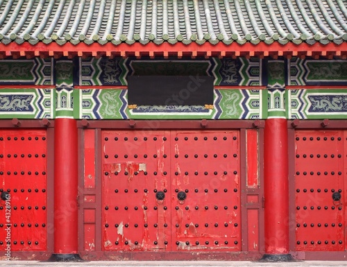 Traditional Chinese Red Temple Gate