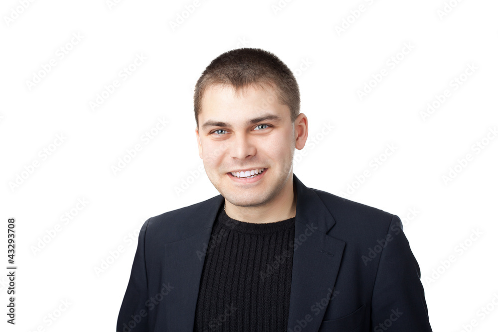 young smiling businessman isolated on white background