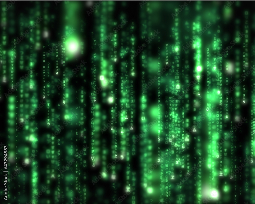 Lines of green blurred letters falling Lines of green blurred letters falling