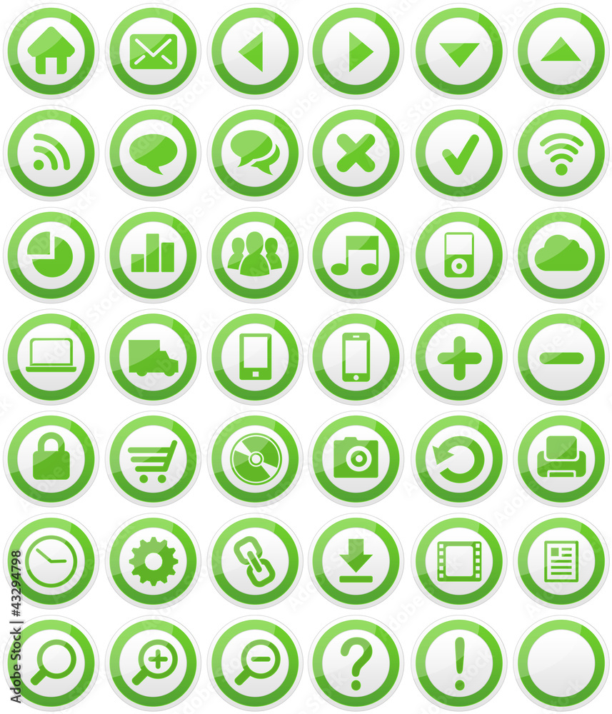 41 web icons isolated 1 blank green - obrazy, fototapety, plakaty 