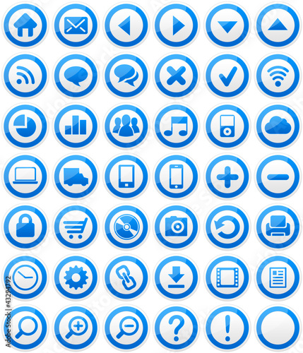 Obraz w ramie 41 web icons isolated 1 blank blue