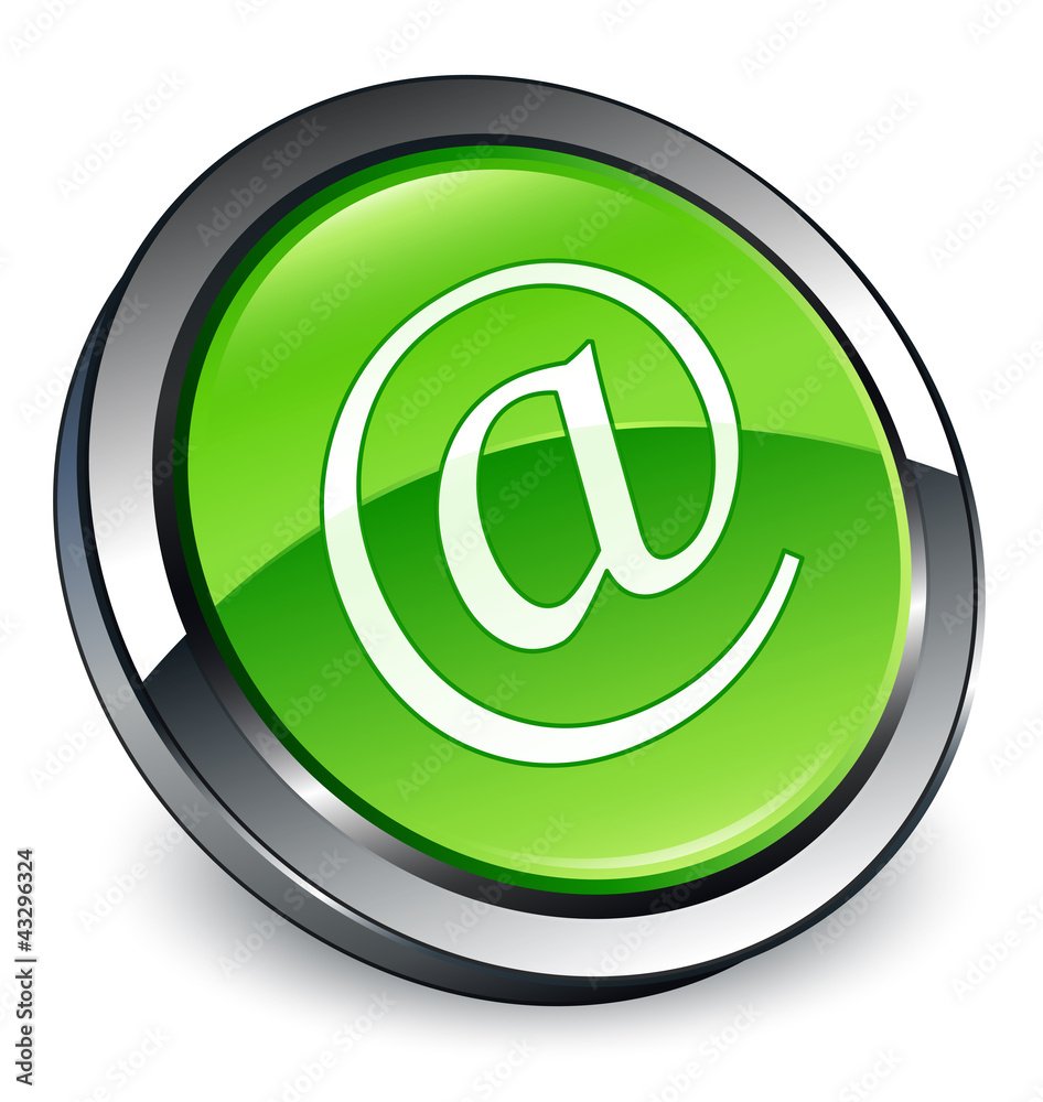 Email address icon 3D green button Email address icon 3D green button