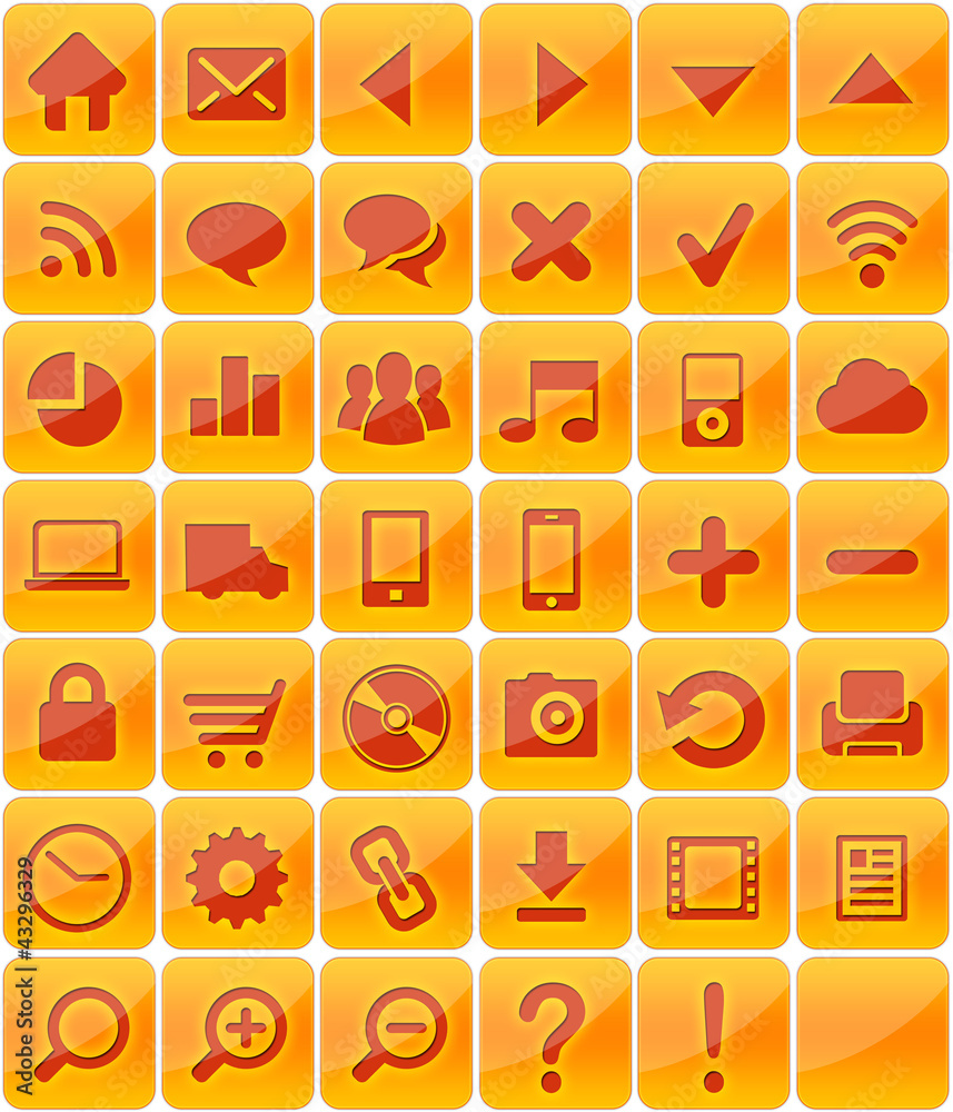 41 web icons isolated 1 blank orange - obrazy, fototapety, plakaty 