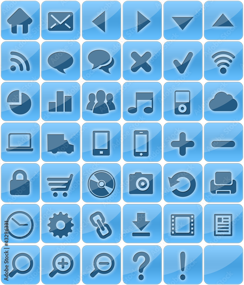 41 web icons isolated 1 blank blue - obrazy, fototapety, plakaty 