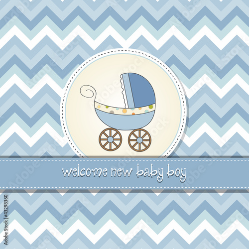 delicate baby shower card with pram