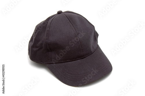 Blank black baseball cap isolated on white