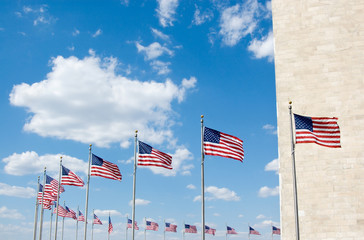 American flags at Washington Monument