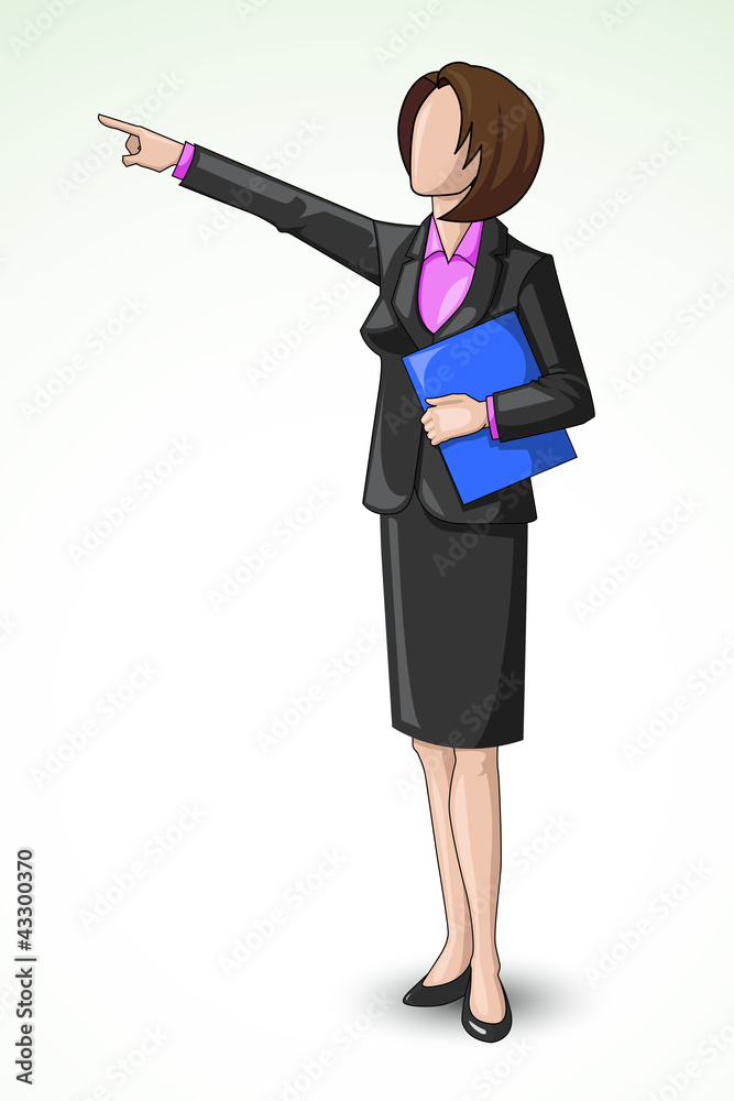 vector illustration of business lady pointing upward vector illustration of business lady pointing upward