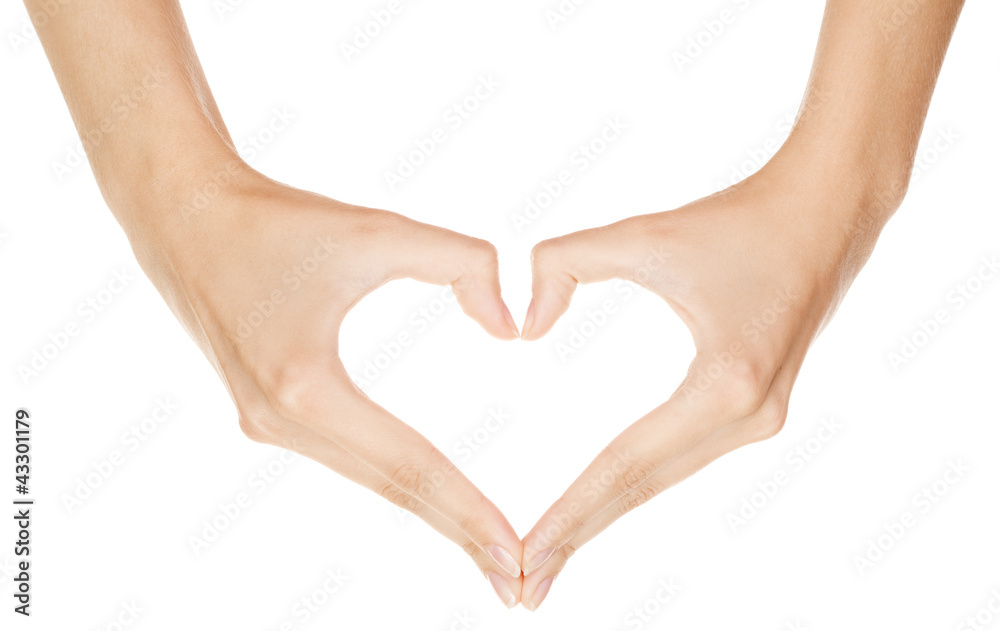 Woman hand making sign Heart isolated on white background Woman hand making sign Heart isolated on white background