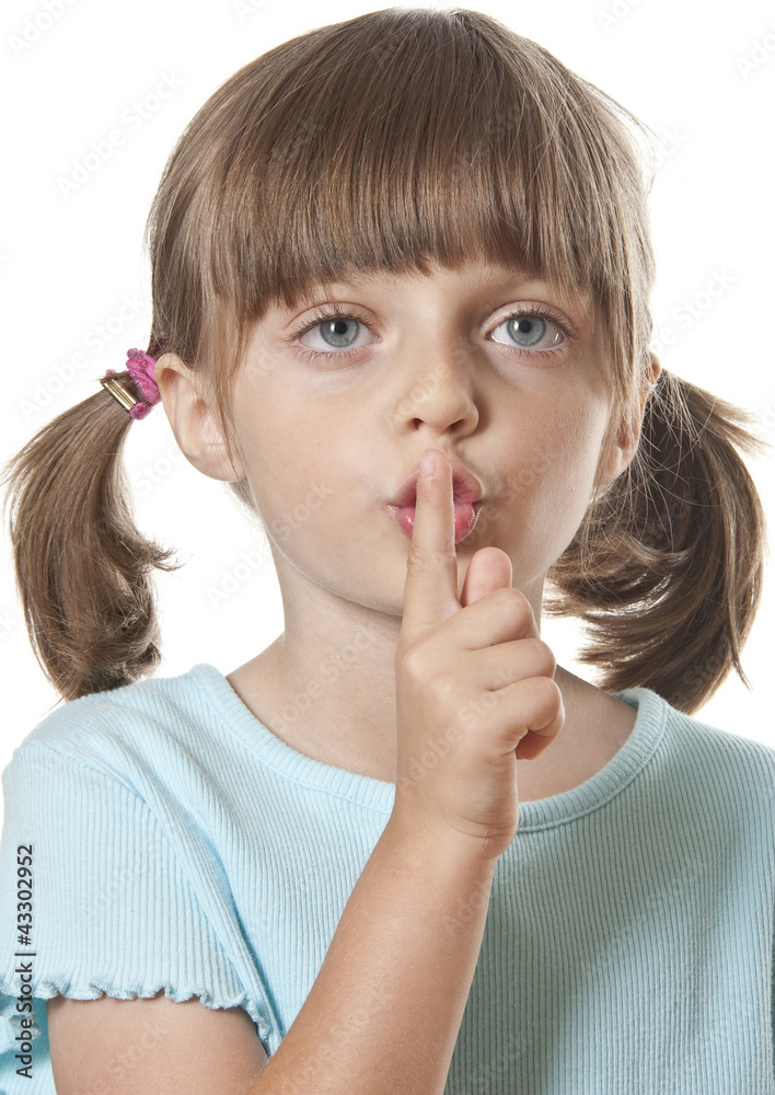 silence or secret concept (portrait of little girl) silence or secret concept (portrait of little girl)