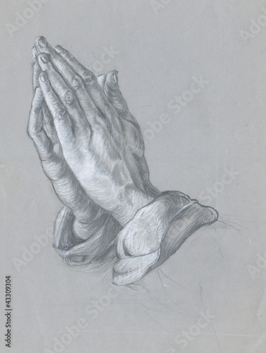 hands (by A. Durer), pencil and white chalk technique