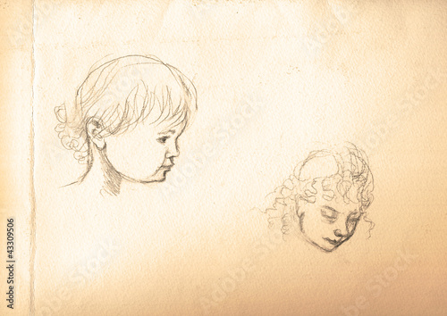 Wallpaper Mural pencil drawing - child Torontodigital.ca