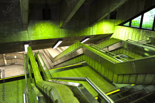 green stairs