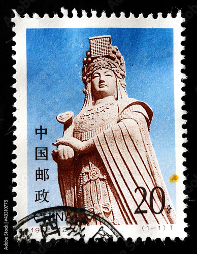 Stamp shows the statue of Goddess Matsu, circa 1993 photo