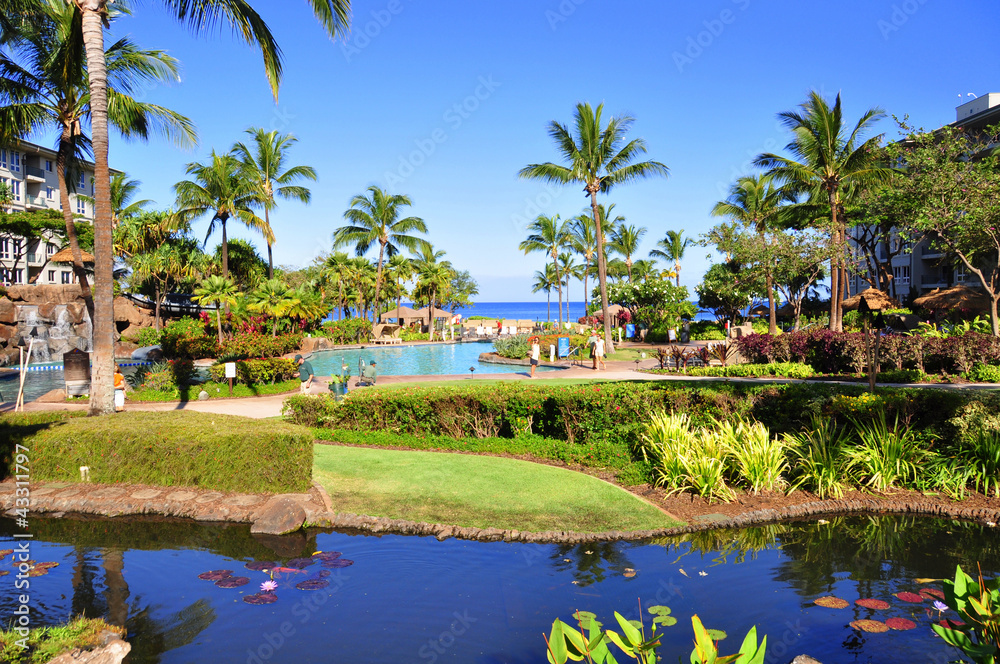 View from luxury hotel, Kaanapali, Maui, Hawaii