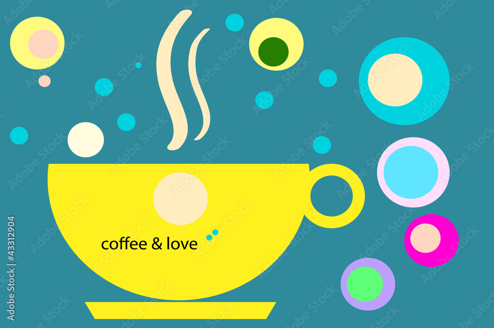 illustration  of  coffee cups   on  background