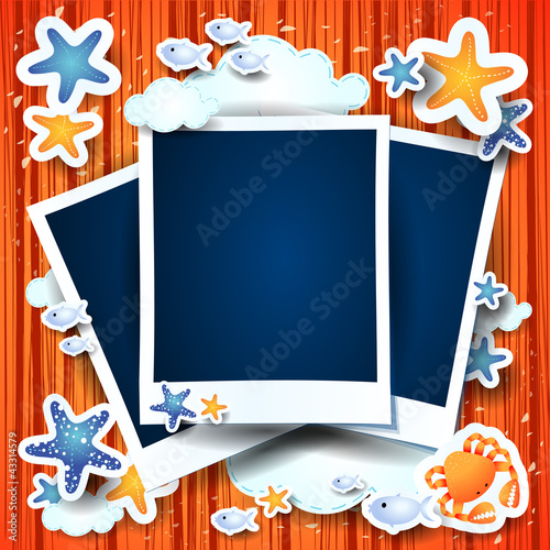 Photo frames on holidays background
