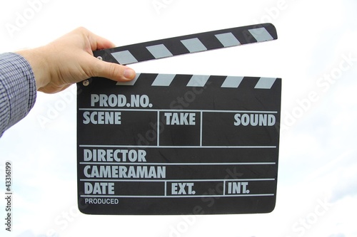 Filmklappe blanco mit neutralem Hintergrund