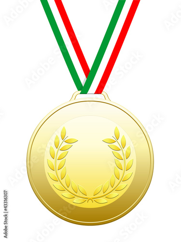 Médaille d’or avec ruban couleurs italiennes photo