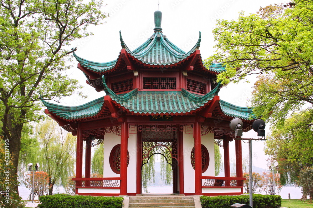 Chinese pavilion. East lake park. Wuhan city. China is.