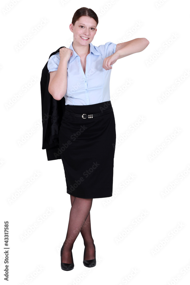Happy employee standing on white background Happy employee standing on white background