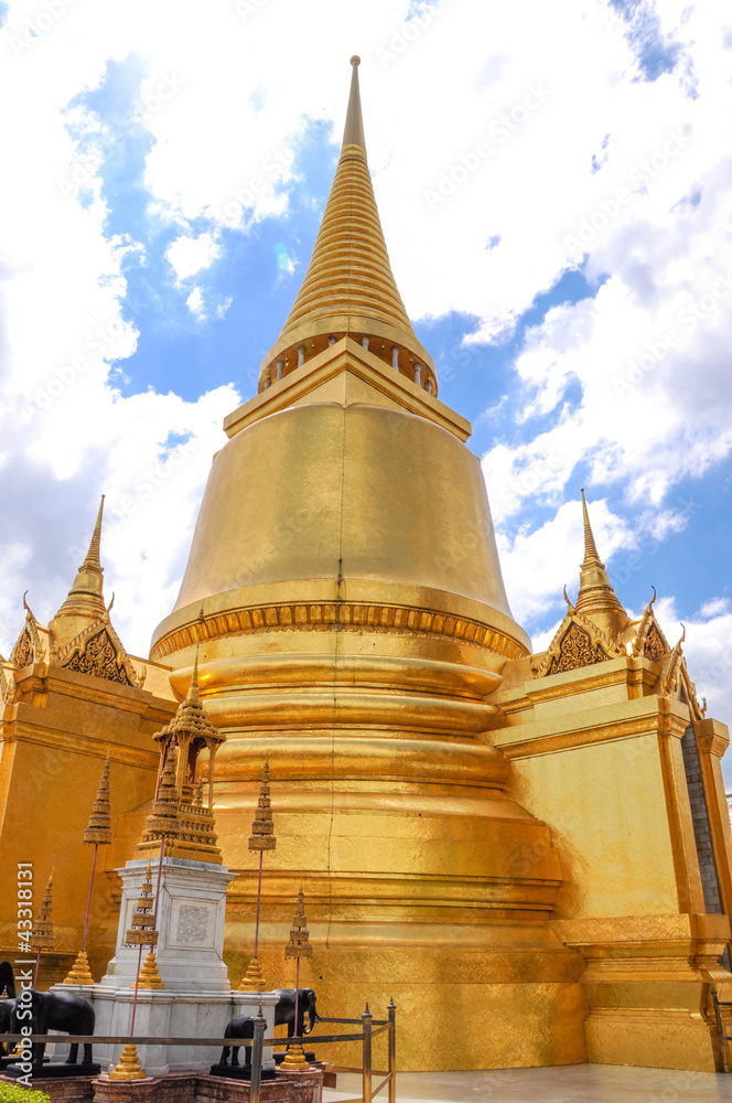 Golden Pagoda,Wat Phra Kaew, temple at Bangkok in Thailand.