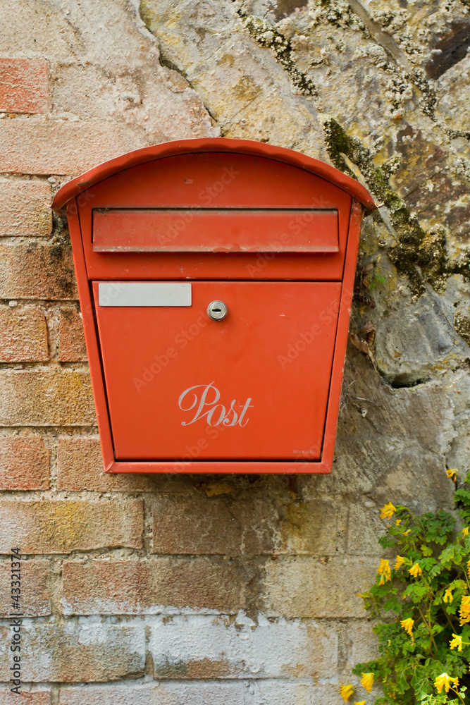 Red metal post box