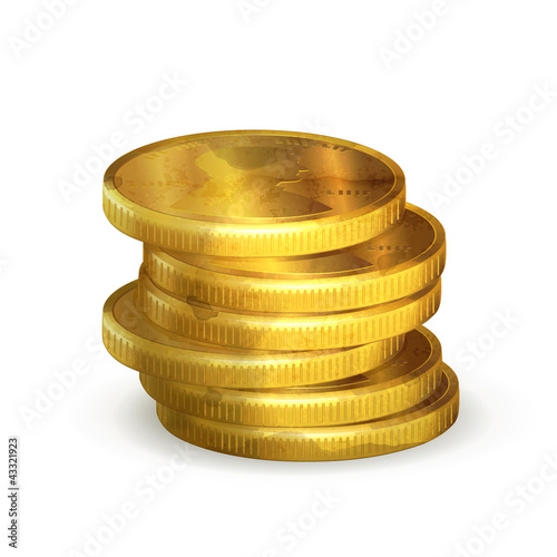 Stacks of gold coins, old-style isolated