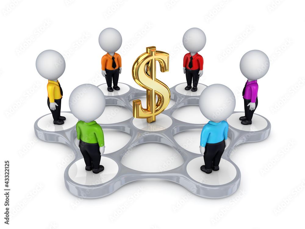 3d small people around dollar sign. 3d small people around dollar sign.