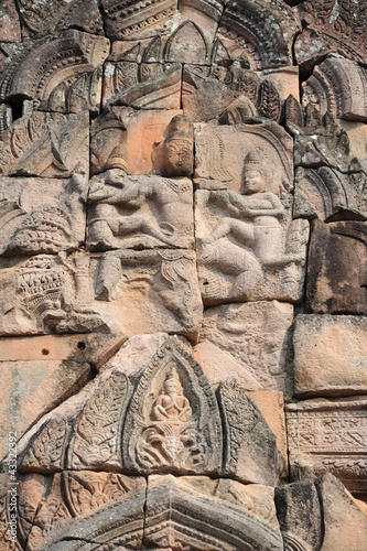 Dettaglio al tempio khmer di Prasat Muang Tam in Tailandia