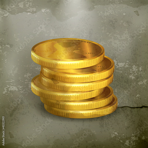 Stacks of gold coins, old-style