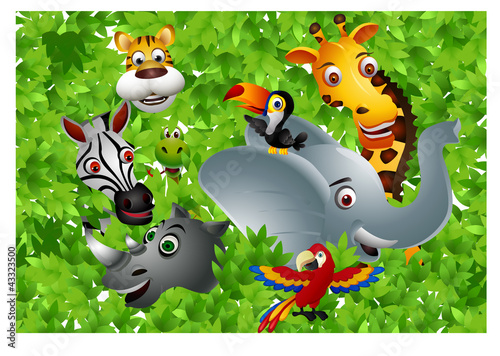 Fototapeta Naklejka Na Ścianę i Meble -  Funny safari animal cartoon