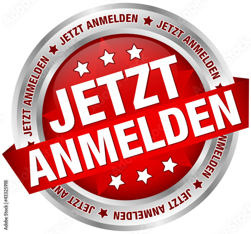 Button Banner "Jetzt anmelden" rot/silber