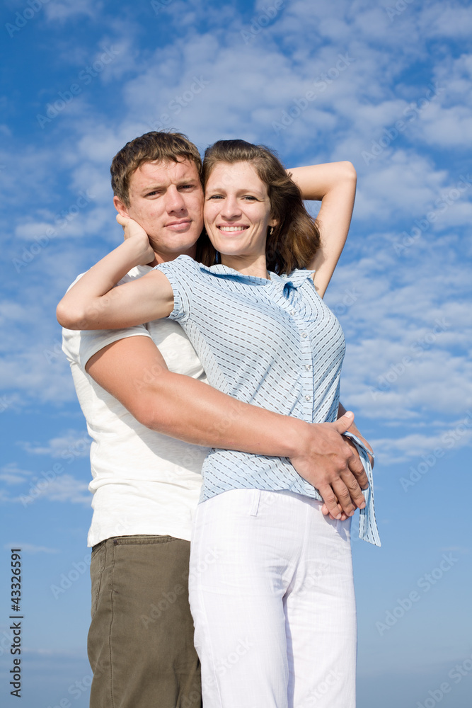 Attractive couple flirting outdoors Attractive couple flirting outdoors