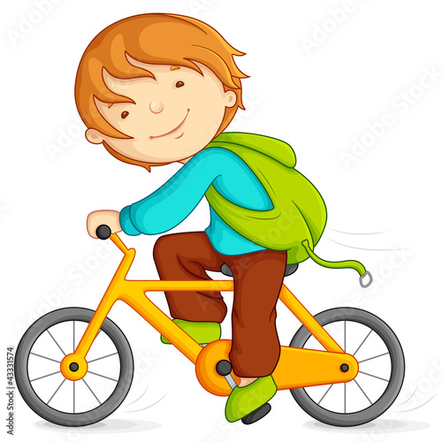 Editable vector illustration of boy doing cycling