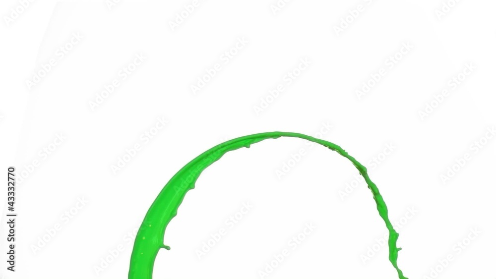 Green line of paint in super slow motion rising Green line of paint in super slow motion rising