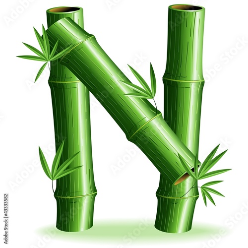 Bambù Lettera N - Bamboo Logo Sign Letter N - Vector