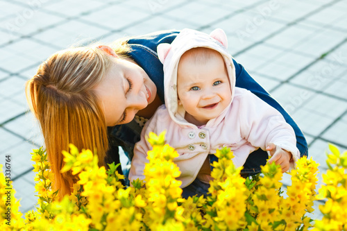 mother and daughter in the garden