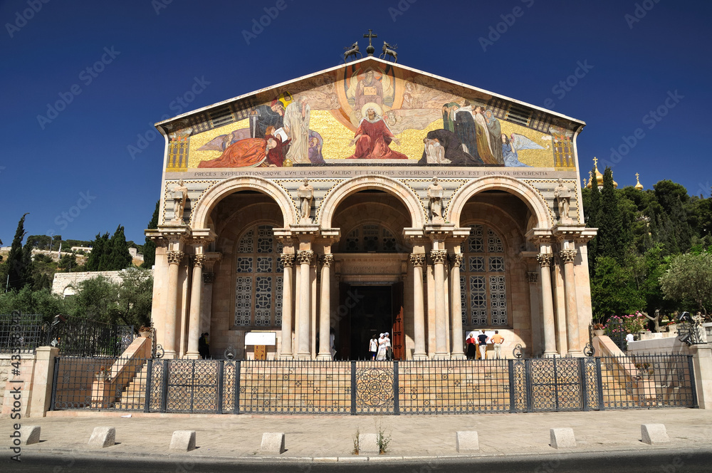 Church, Basilica of the Agony. Gethsemane garden. Jerusalem.