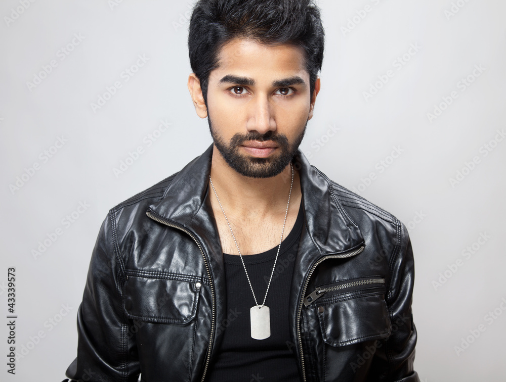 Casual man with a leather jacket Casual man with a leather jacket