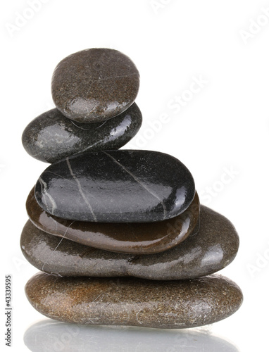 Stack of balanced stones isolated on white photo