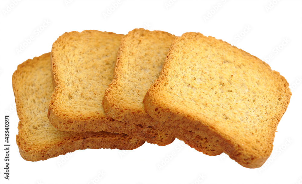 Toasted bread isolated on a white background